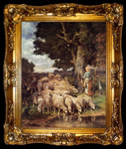 framed  unknow artist Sheep and Sheepherder, ta009-2